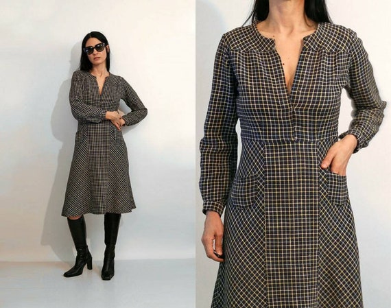 Vintage 1930's Grid Waffle weave Cotton Dress / Vi