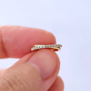 16g Criss-Cross CZ Paved Helix Hoop, Conch Hoop, Conch Earring, Helix Ring Clicker, Cartilage Ring, 316L Surgical Steel Helix Jewelry