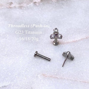 20G/18G/16G CZ Gem Cluster Push Pin Labret • Titanium Flat Back Earring • Labret Stud • Flat Back Stud • Helix Stud • Cartilage Earring