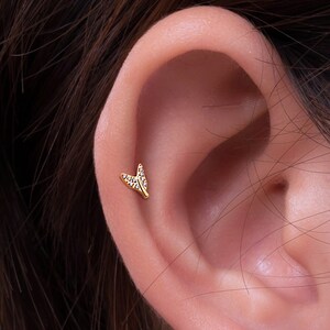 20G/18G/16G Mermaid Tail CZ Stud Push Pin Labret Cartilage Earring, Threadless Flat Back Stud, Cartilage Stud, Flat Back Earring