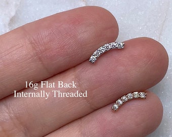 16g CZ Gem Curve Labret, 316L Surgical Steel Piercing