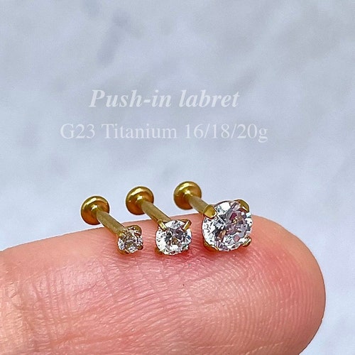 IMPLANT GRADE TITANIUM 20g 18g 16g Threadless Earring Tiny Cz - Etsy