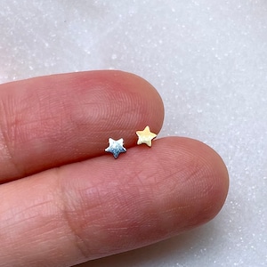IMPLANT GRADE TITANIUM, Cartilage, Helix, Tragus Earring, Dainty Star Moon Heart Thunder Labret Stud, 20g 18g 16g Piercing Jewelry