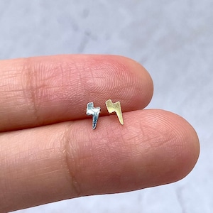 IMPLANT GRADE TITANIUM, Cartilage, Helix, Tragus Earring, Dainty Star Moon Heart Thunder Labret Stud, 20g 18g 16g Piercing Jewelry