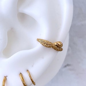 16g Dainty Snake Conch Hoop, Conch Earring, Conch Ring Clicker, 316L Surgical Steel Piercing Jewelry