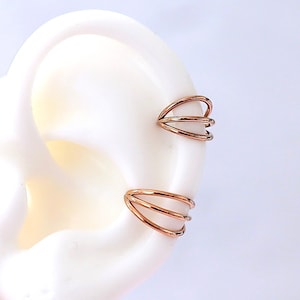 Implant Grade Titanium 16g/18g PVD Rose Gold Triple Helix Hoop, Segment Rings Cartilage Hoop, Seamless Hinged Clicker Ear Piercing