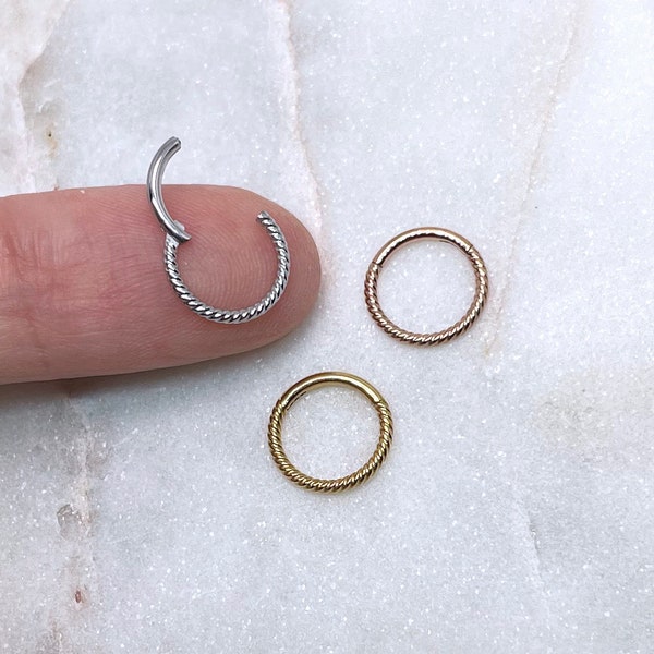 16g, Dainty Braided, Septum Clicker, Nose Ring, Daith Earring, Septum Jewelry, 316L Surgical Steel