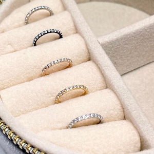 16g Diamond Paved Rose Gold Clicker Hoop Earring for Cartilage/Helix/Rook/Lobe, Hypoallergenic 316L Surgical Steel • Non-Tarnish •