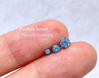 Titanium CZ Gem Labret Stud, Cartilage Helix Tragus Piercing