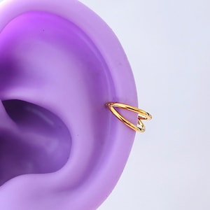 316L Surgical Steel 16g/18g/20g PVD Gold Double Helix Hoop Earring, Segment Rings Cartilage Hoop, Seamless Hinged Clicker Ear Piercing