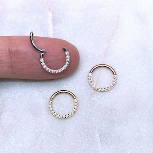 16g, Diamond, Septum Clicker, Nose Ring, Daith Earring, Septum Jewelry, 100% Surgical Steel