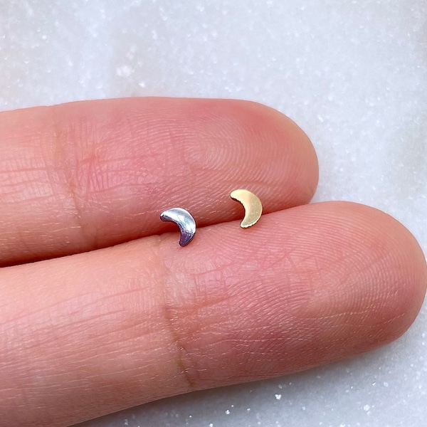 IMPLANT GRADE TITANIUM, Cartilage, Helix, Tragus Earring, Dainty Star Moon Heart Thunder Labret Stud, 20g 18g 16g Piercing Jewelry
