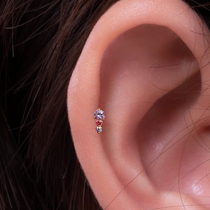 20G/18G/16G Tiny Vibrant CZ Gem Stud Push Pin Flat Back Earring, Tragus Earring, Flat Back Stud, Tragus Stud, Minimalist Jewelry