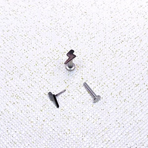 Black PVD Lightning Minimalist Earring, Threadless Push In Labret Stud, Tragus/Helix/Conch/Cartilage Earring, G23 Implant Grade Titanium