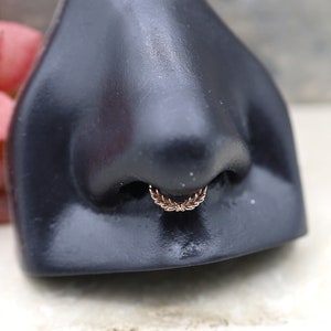 Clicker Hoop, 16g Septum Ring, Daith Earring, Dainty Leaf, 100% Surgical Steel