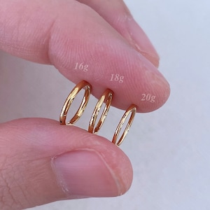 316L Surgical Steel Cartilage Earring, Helix Hoop, 16g 18g 20g Clicker, 6mm 8mm 10mm Conch Hoop, Tragus Ring, Gold, Rose Gold, Silver Finish image 1