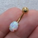 Opal Belly Ring, Navel Piercing, Dainty Belly Ring, Surgical Steel, 14G Curve Barbell, Navel Jewelry, Opal Belly Button Rings, 