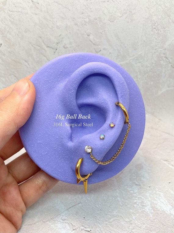 Surgical Steel Paved Ball Back Initial Letter Ear Cartilage Tragus Helix Stud Surgical Steel Paved Ball Back Initial Letter Ear Cartilage Tragus Helix Stud