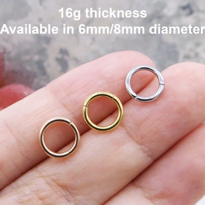 16G Hoop, Cartilage Hoop, Surgical Steel Clicker, Seamless Hoop Earring, Helix Hoop, Cartilage Earring Hoop, 6mm Hoop Earrings, 8mm Hoops