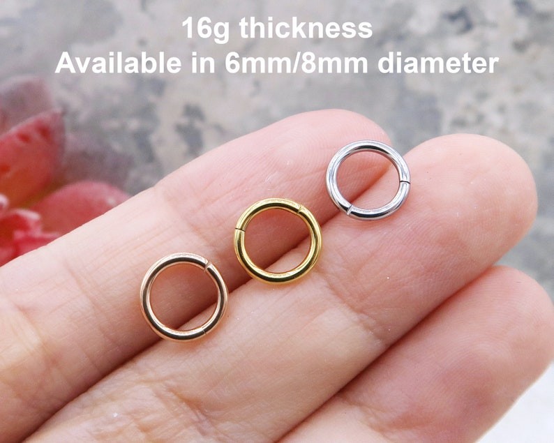 16G Hoop, Cartilage Hoop, Surgical Steel Clicker, Seamless Hoop Earring, Helix Hoop, Cartilage Earring Hoop, 6mm Hoop Earrings, 8mm Hoops 