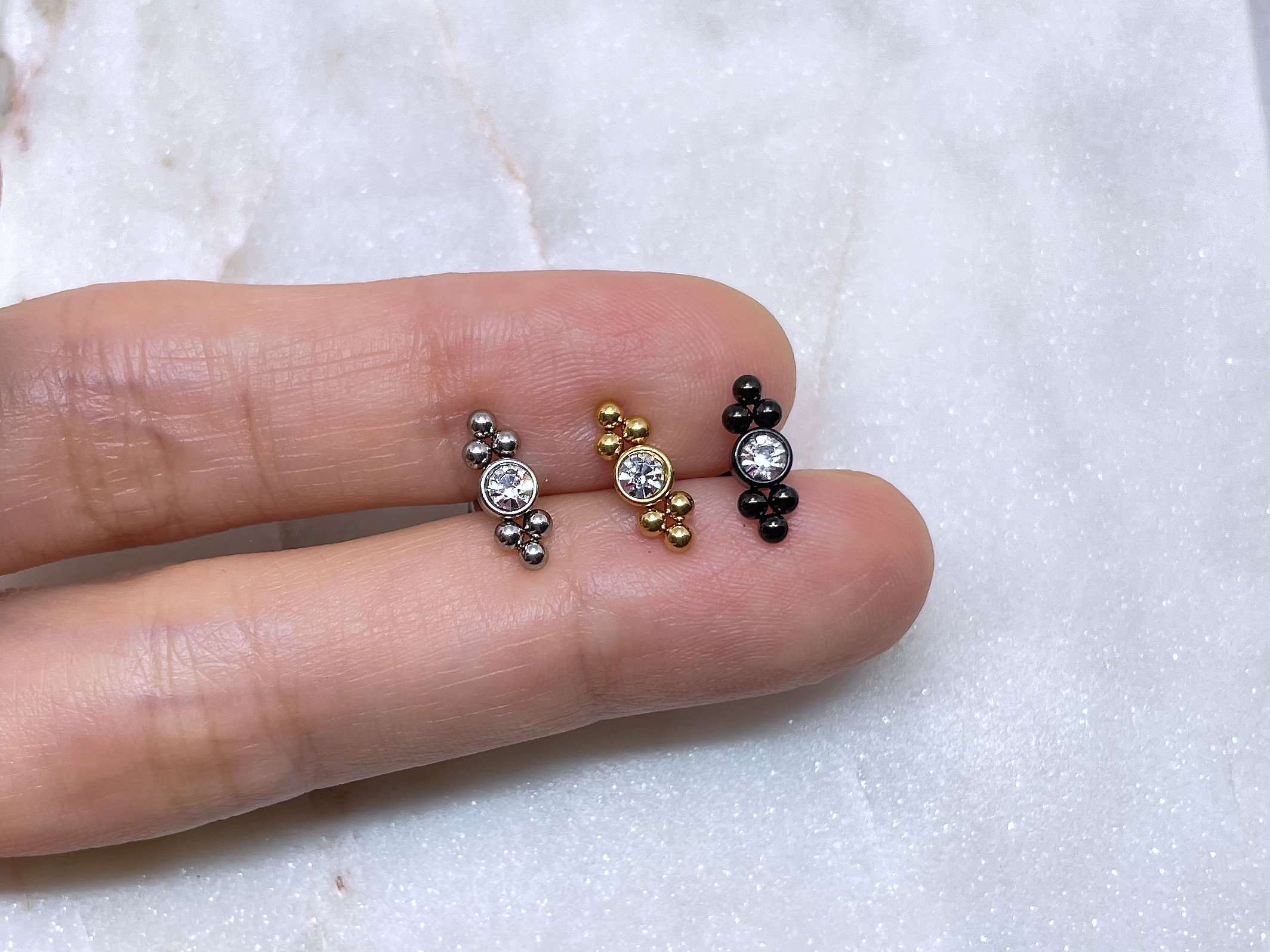 16g Stud Earring Ball Back Boho Cluster Ball CZ Gem Etsy