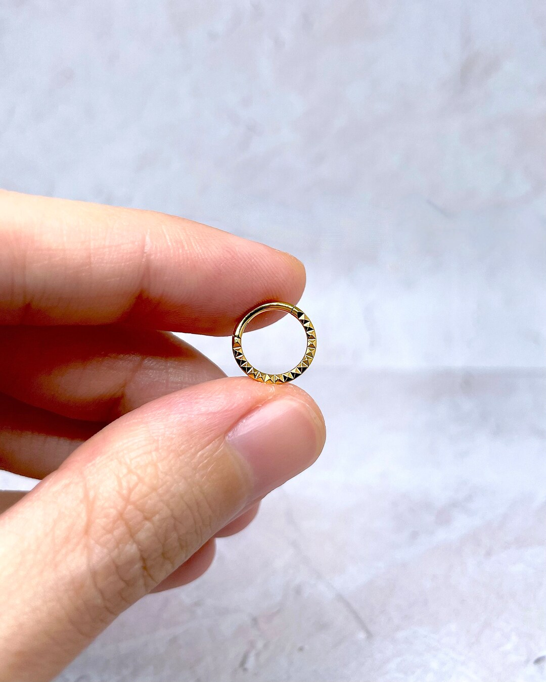 16g Septum Clicker Hoop, Daith Earring, Dainty Pyramid Cut Septum Ring