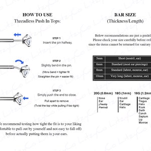 IMPLANT GRADE TITANIUM 20g 18g 16g Bezel Gem Stud, Push In Labret, Flat Back Earring, Forward Helix Jewelry, Cartilage Tragus Nose Piercing image 4