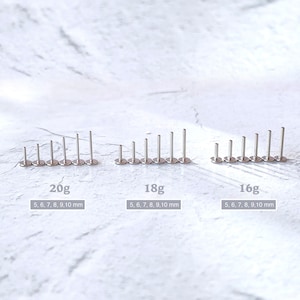 20G/18G/16G Push Pin Labret, Helix Cartilage Earring, Threadless Flat Back Stud, Flat Back Earring, Helix Stud
