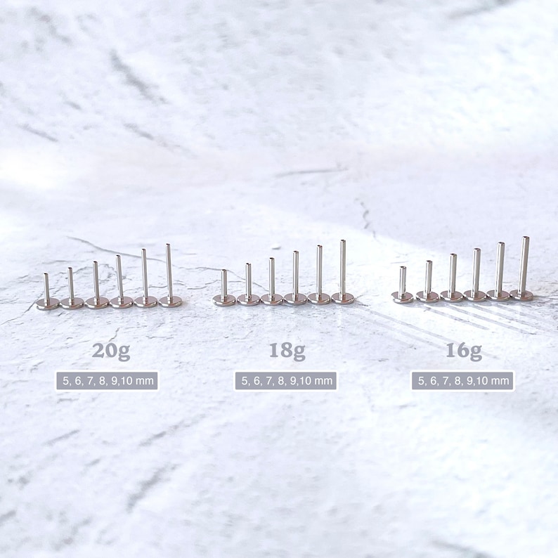 20G/18G/16G Push Pin Labret, Helix Cartilage Earring, Threadless Flat Back Stud, Flat Back Earring, Helix Stud