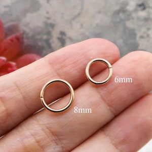 16g Minimalist Nose Ring 6mm 8mm Septum Piercing, Gold, Rose-Gold, Silver Septum Ring Clicker Hoop 316L Surgical Steel