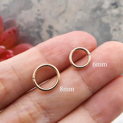 Large Real Gold Indian Multicolor CZ Hoop Nose Ring clicker hinged Nose piercing 
