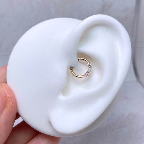 Daith Piercing Rook Earring Hoop Silver Clicker Etsy