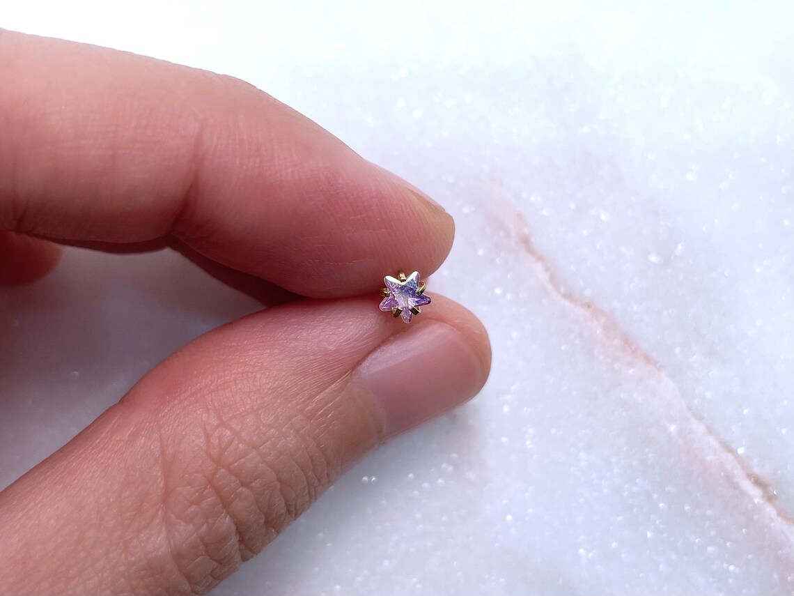 16g Ball Back Earring 3mm/4mm/5mm Prong Set Iridescent CZ Star Etsy