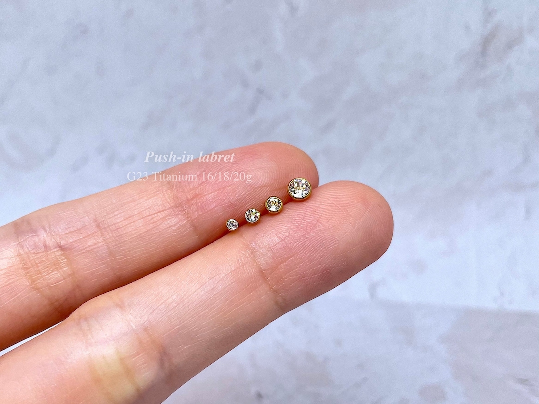 Implant Grade Titanium Gold Plated Crystal Cartilage Helix Tragus Conch Jewelry Push in Labret