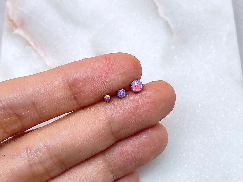 Dainty 2mm 3mm 4mm Opal Threadless Earring Labret Stud Push in Labret ...