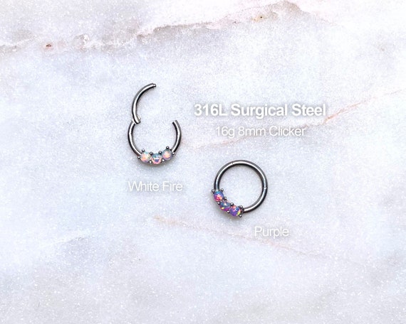 316L Surgical Steel Textured Pattern Septum Daith Hinged Clicker Hoop 316L Surgical Steel Textured Pattern Septum Daith Hinged Clicker Hoop