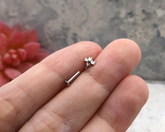 16G Cartilage Stud Tiny Cross Charm CZ Surgical Steel Cartilage Earring Tragus Earring Helix Piercing Labret Stud Etsy