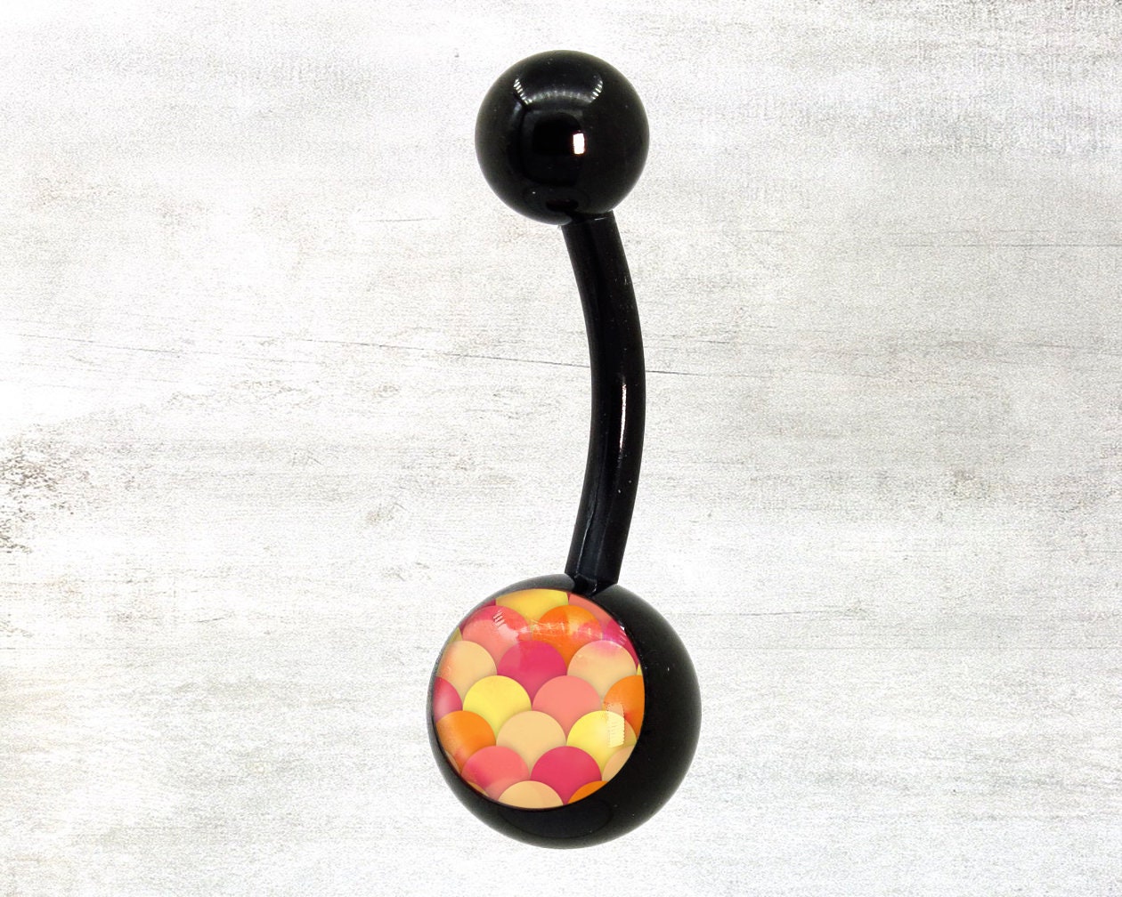 Pop Art Blossom Pattern Cute Belly Ring Original Design | Etsy