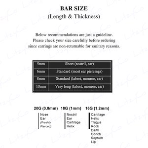 20G/18G/16G Push Pin Labret, Helix Cartilage Earring, Threadless Flat Back Stud, Flat Back Earring, Helix Stud
