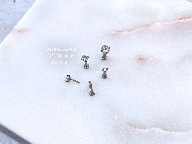 Dainty 2mm 3mm 4mm CZ Diamond Gem Threadless Earring Labret | Etsy