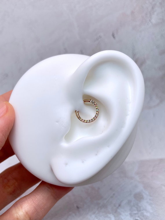 Implant Grade Titanium Blue Bezel Opal Septum Cartilage Daith Hinged Clicker Implant Grade Titanium Blue Bezel Opal Septum Cartilage Daith Hinged Clicker