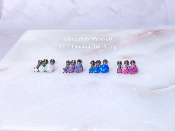 Implant Grade Titanium Blue Opal Flower Internally Threaded Flat Back Labret Implant Grade Titanium Blue Opal Flower Internally Threaded Flat Back Labret