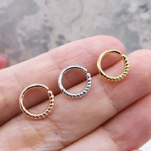 16G Hoop, Braided Hoop Earrings, Cartilage Hoop, Bendable, Helix Hoop, Cartilage Earring Hoop, 8mm Hoops