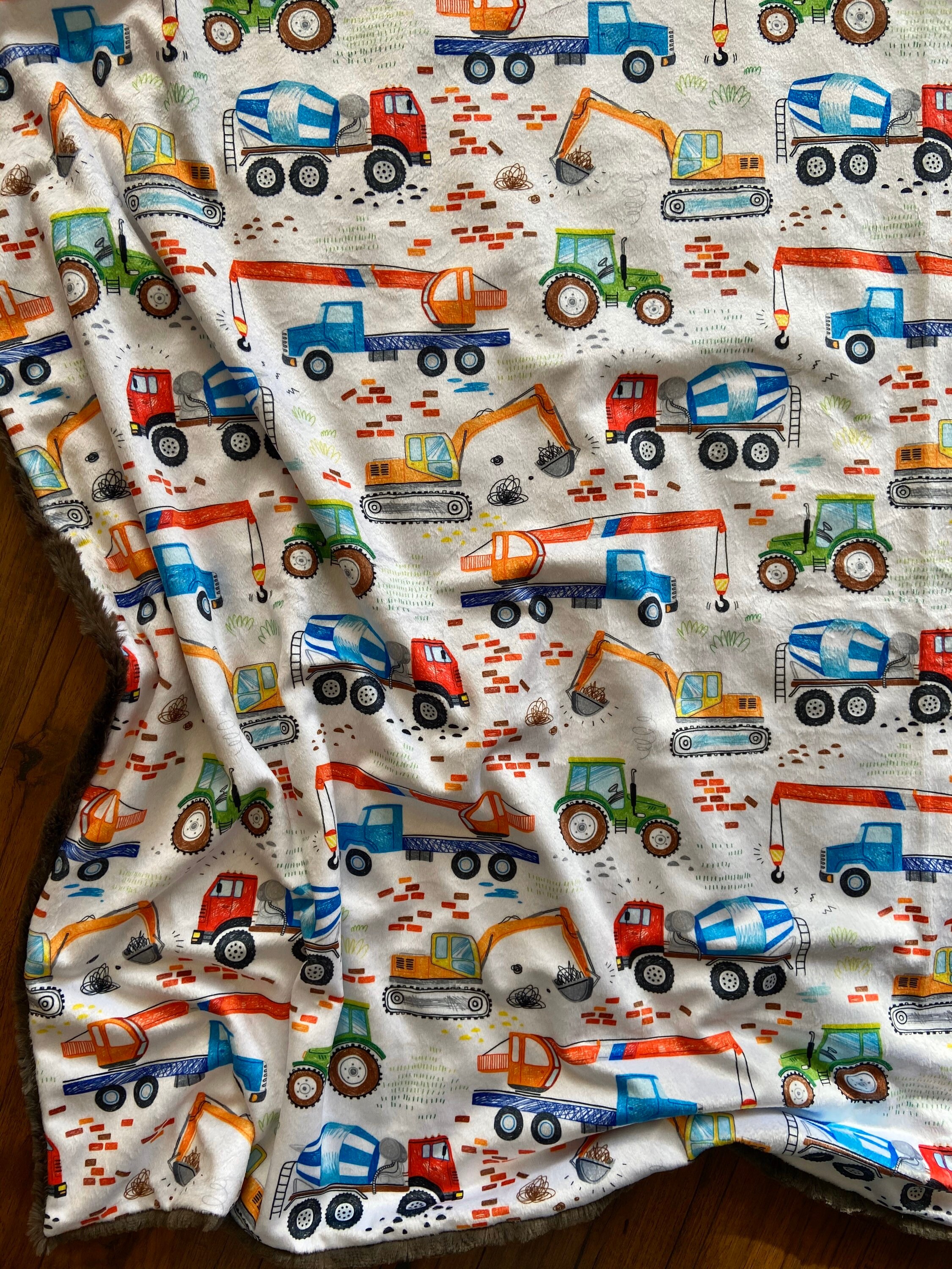 Truck Baby Blanket // Trucks // Boy Blanket // Tractors // Etsy