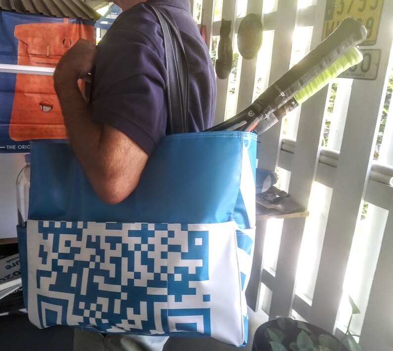Tennis Bag Extraordinaire From Vinyl Banners From the Design Shop of Chris M. 2 Inside Sleaves for 2 Racquets