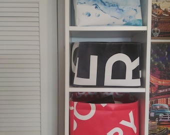 Customize your shelving with Organizer Boxes hand made from Vinyl Banner/Billboard - Adds life and color in every room. New from Chris M.