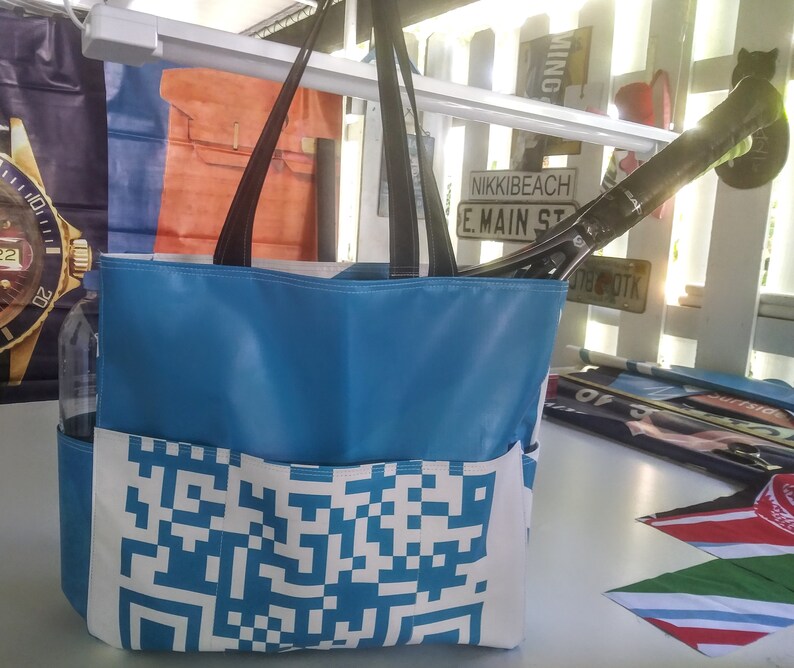 Tennis Bag Extraordinaire From Vinyl Banners From the Design Shop of Chris M. 2 Inside Sleaves for 2 Racquets