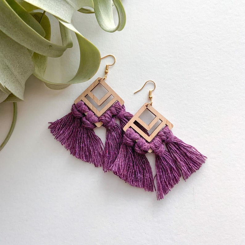 Pendientes Macramé Eggplant