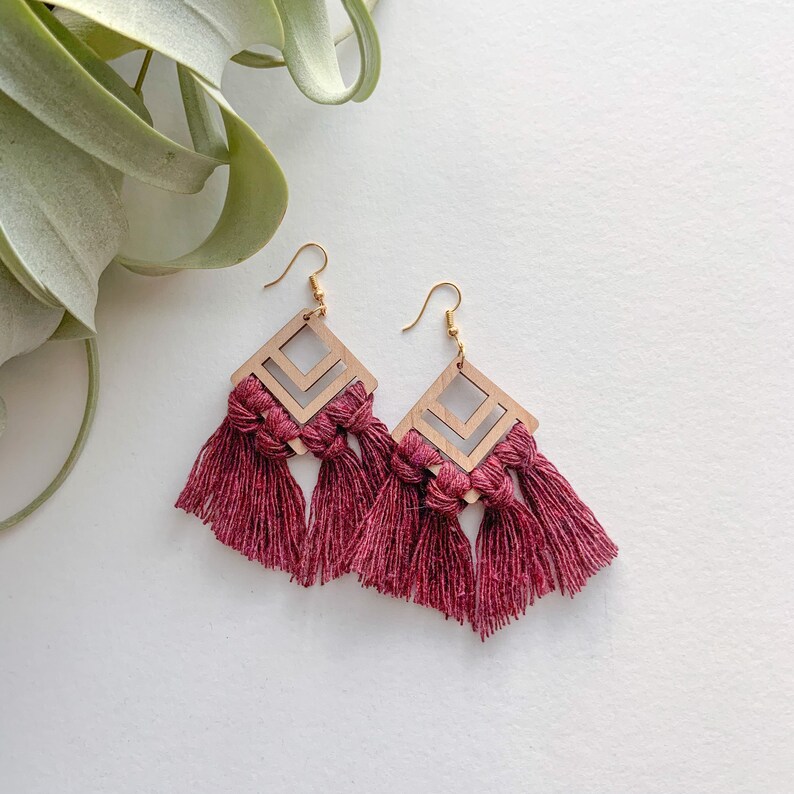 Pendientes Macramé Magenta