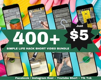 400+ Life Hack Videos for Social Media (No Watermark) (Digital Download)